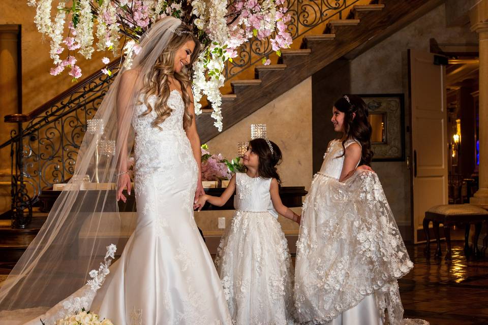 Bride and her flower girls