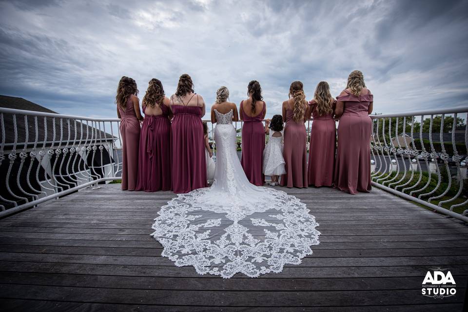 Bride and Bridesmaids on Deck