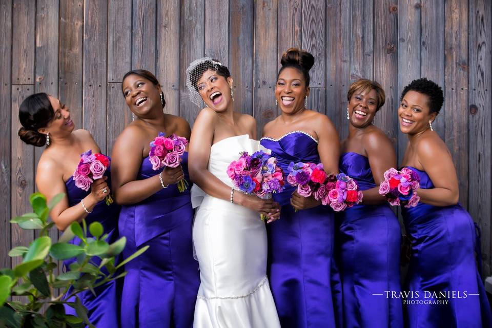 Bride with bridesmaids