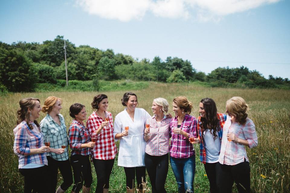 Bride and bridesmaids