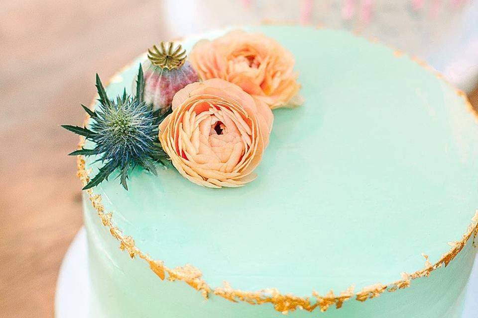 Mint green wedding cake