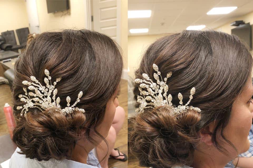 Updo with hair accessory
