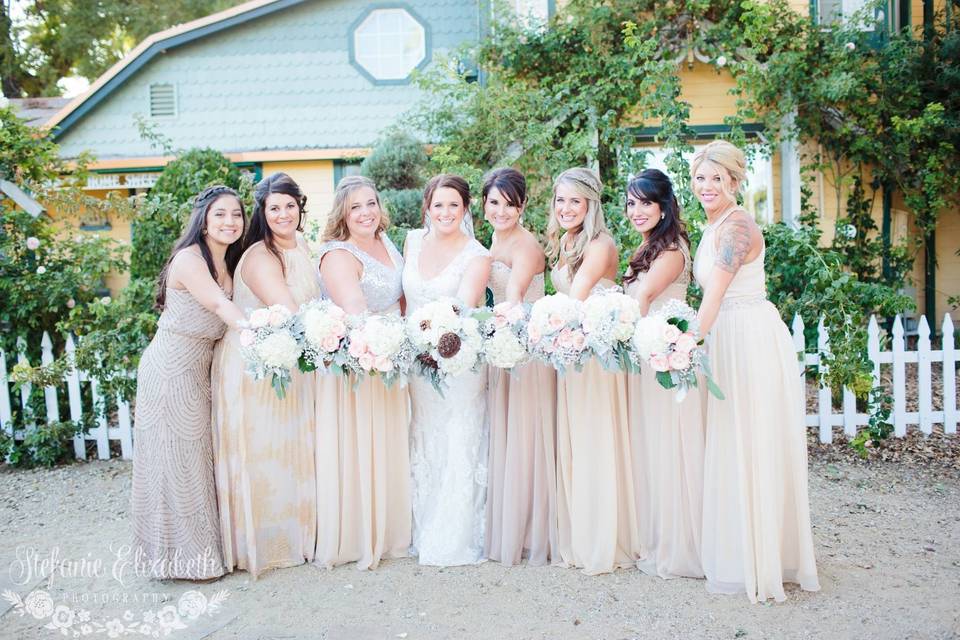 The bride with her bridesmaids