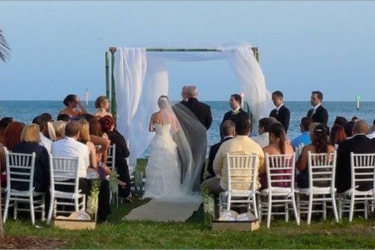 Arc Divine Tahitian Bamboo wedding canopy / chuppah,  Red Fish Grill at Matheson Hammock Park, Beach, Coral Gables Miami FL