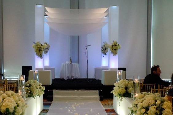 ArcDivine.com Neo Mode wedding chuppah, canopy, altar rental at the Eden Rock, Miami Beach FL,