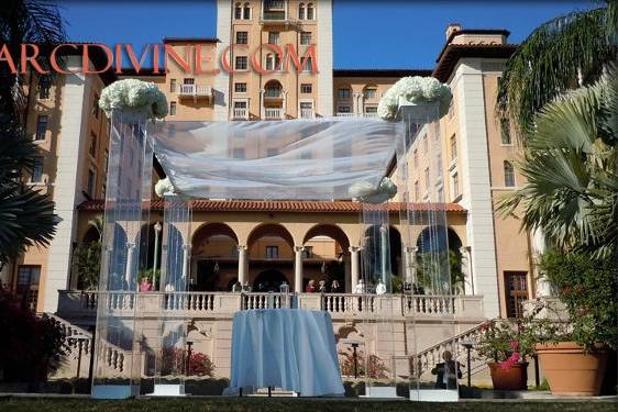 ArcDivine.com :: Miami Acrylic Chuppah Wedding Canopy Arch Rental Plastic Clear Glass