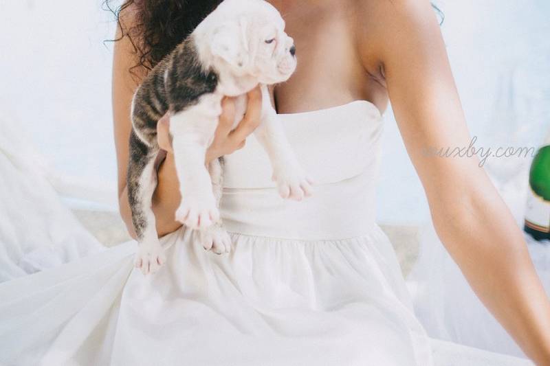 Posing with her dog | Rouxby Photography Gowns By Ghinda