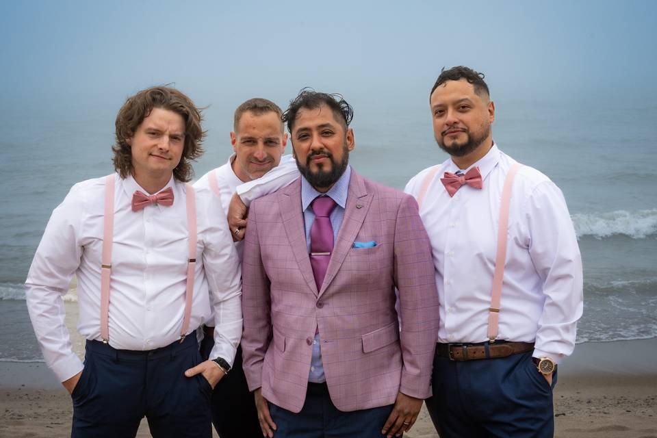 Groom with grooms men in front