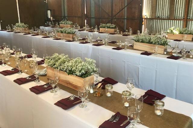 Table setup with flower centerpiece