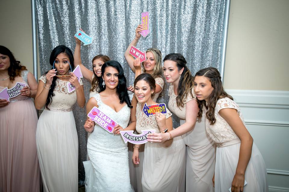 The bride with her bridesmaids