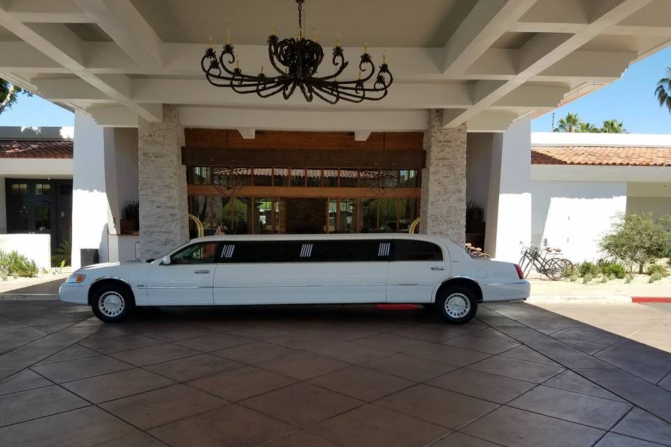 Parked white limo