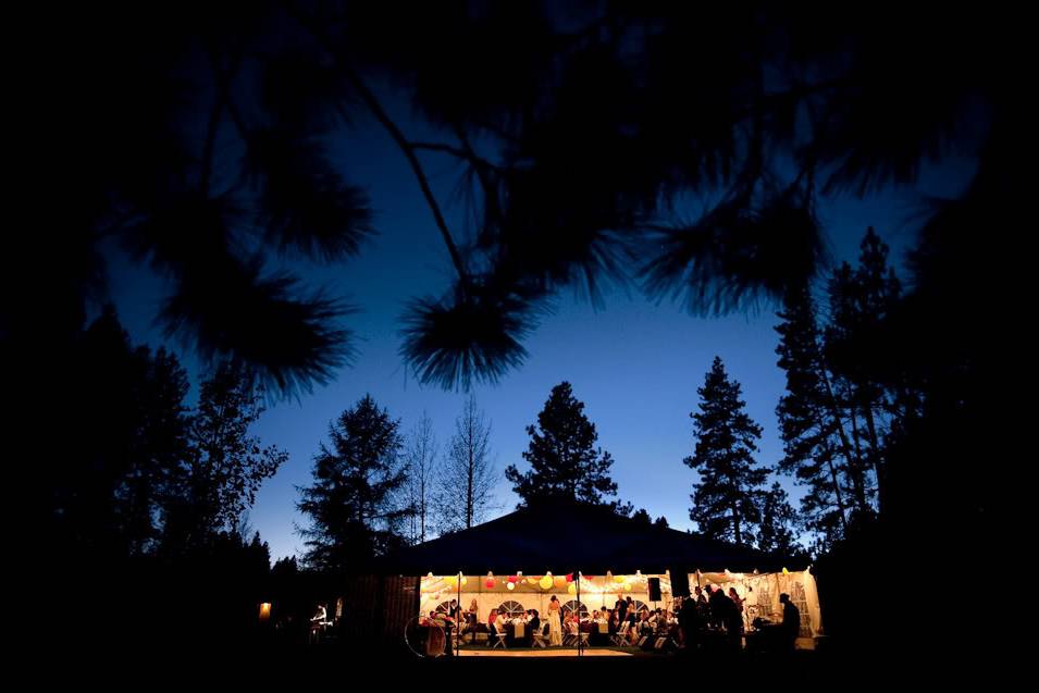 Tented Wedding Reception at Lake Creek Lodge in Camp Sherman, Metolius River area, Central Oregon.http://www.lakecreeklodge.com/receptions.php