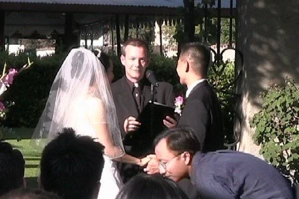 a beautiful outdoor wedding at San Gabriel Misson