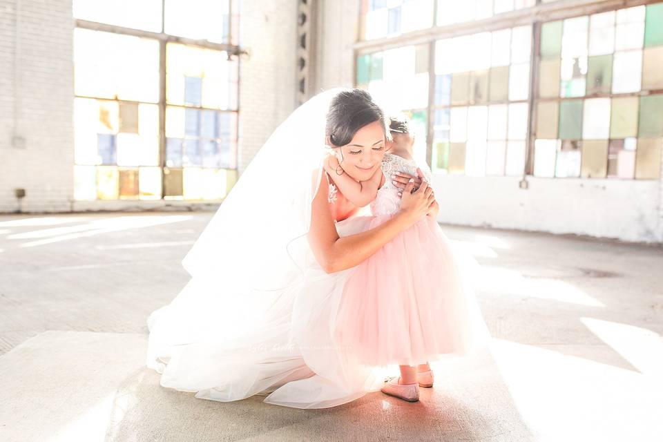 Wedding Flower Girl and Bride
