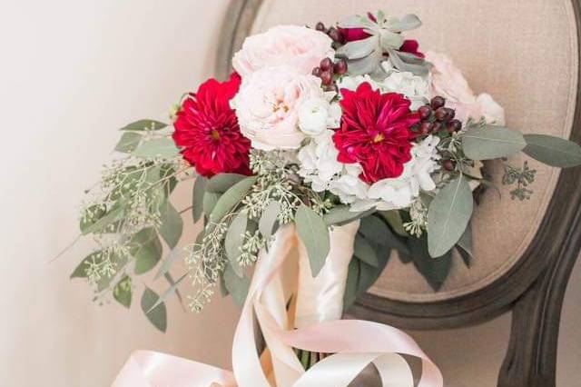 Cranberry and Blush Flowers