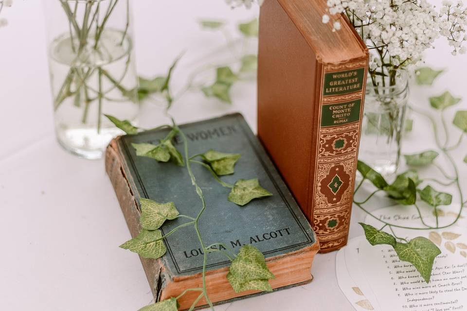 Table display of antique books