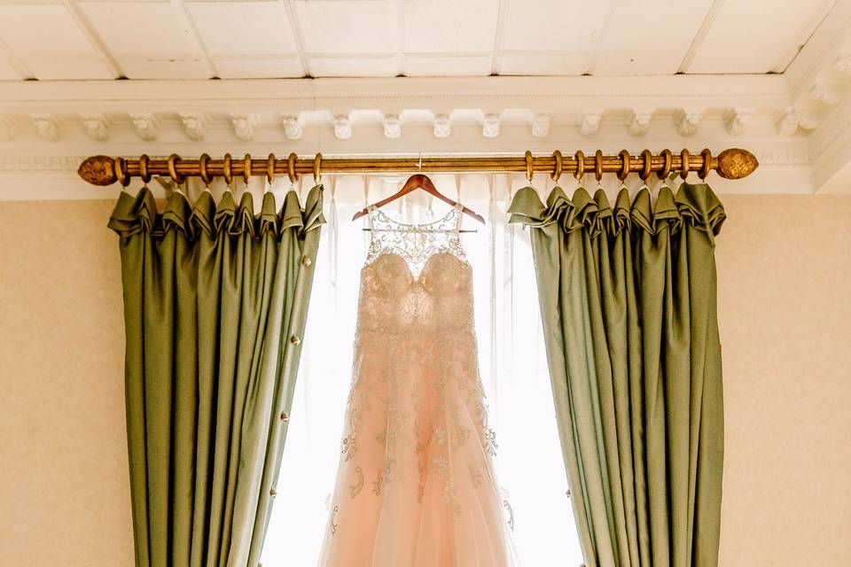 Lace dress in window