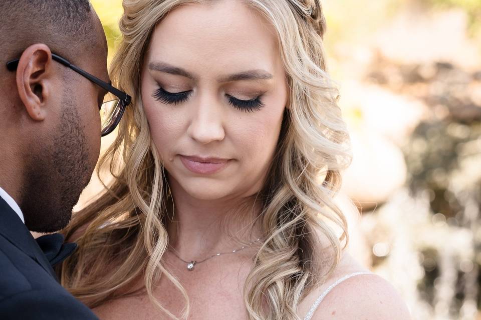 Bride and groom close