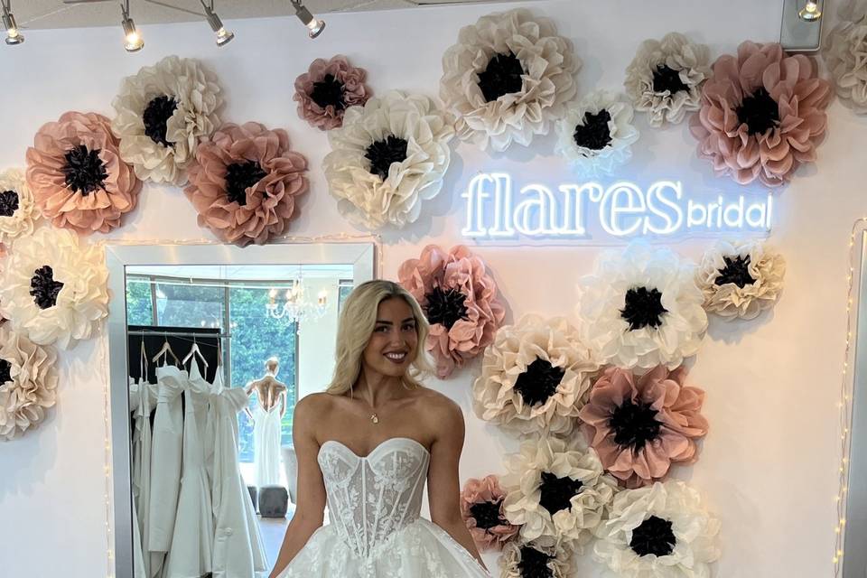 Lace ball gown. basque waist