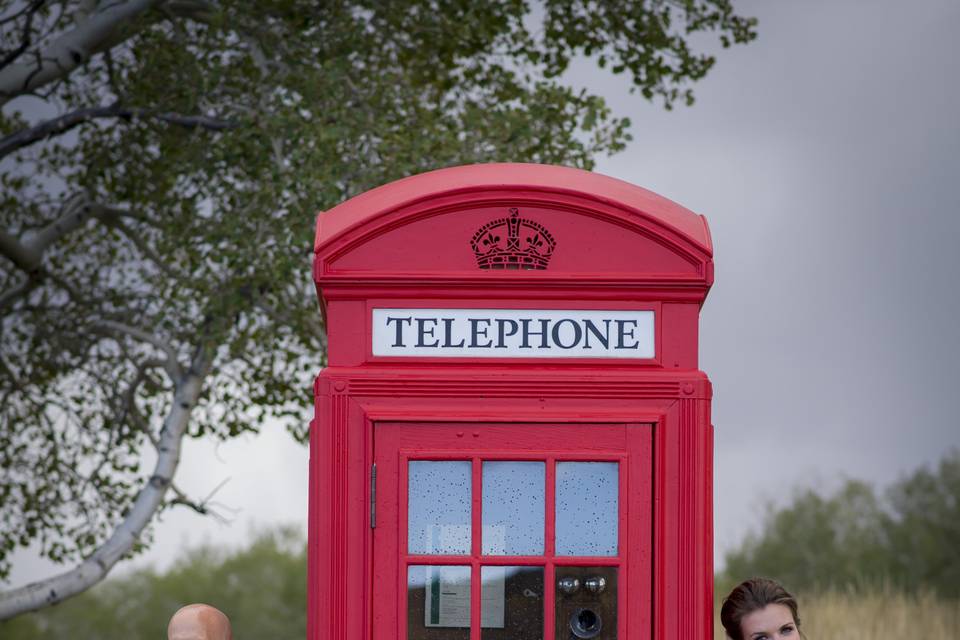 By the telephone booth