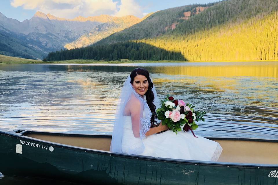 Bride on a boat