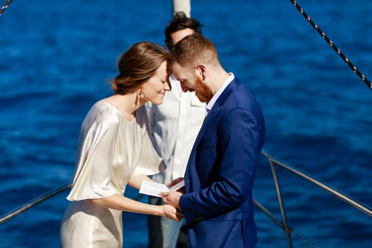 Lake Tahoe sail boat wedding