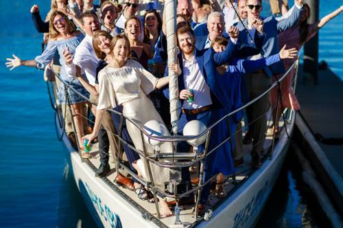 Lake Tahoe sail boat wedding