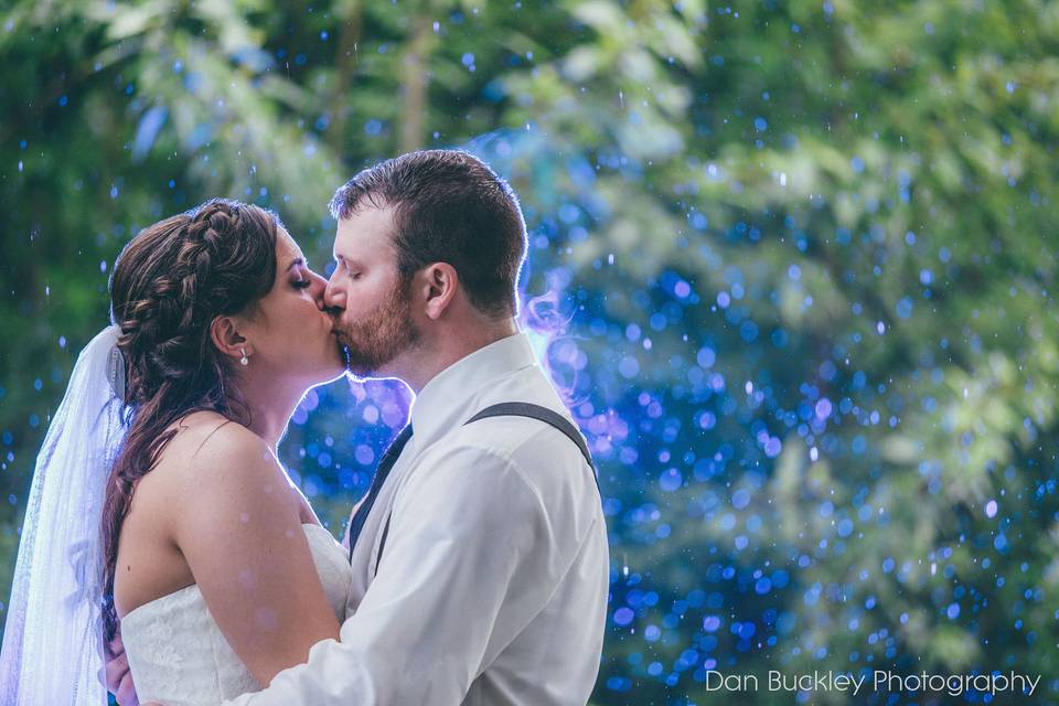 Bride and groom dancing