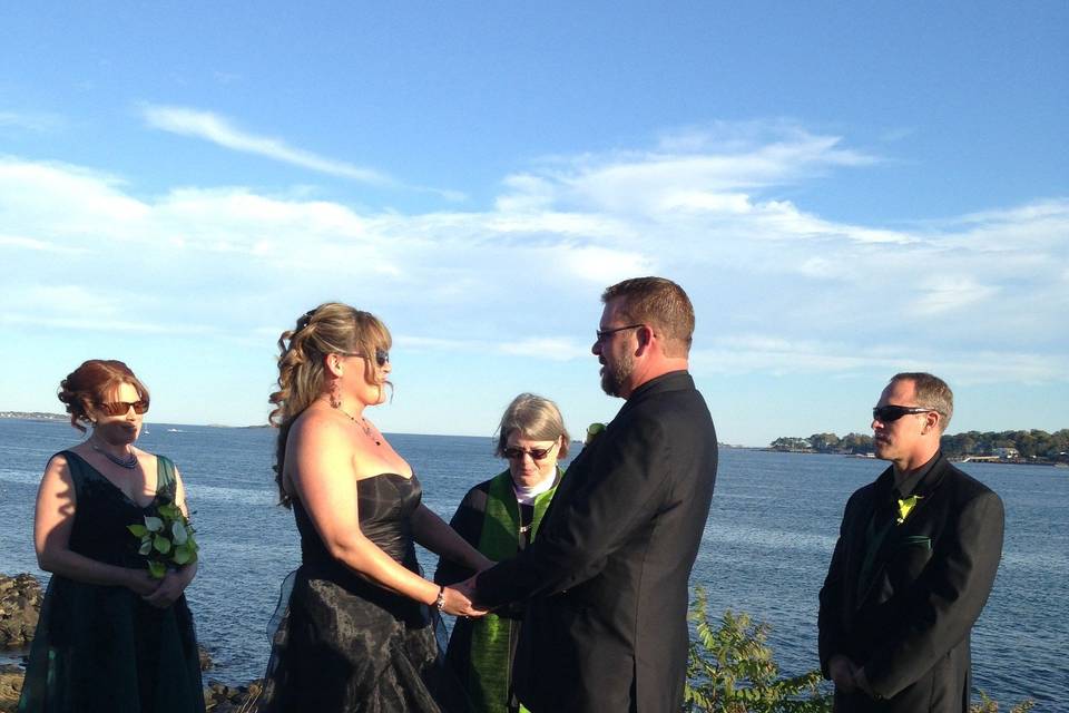 A handfasting overlooking the harbor for Naeleen and Jody.