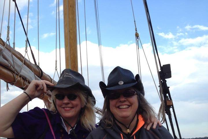 On board the Schooner Fame in Salem Harbor ready for a sail into the ocean blue!