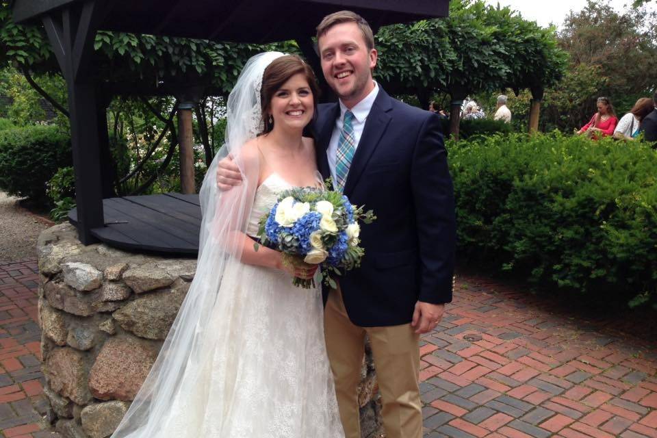 By the wishing well at the House of the Seven Gables