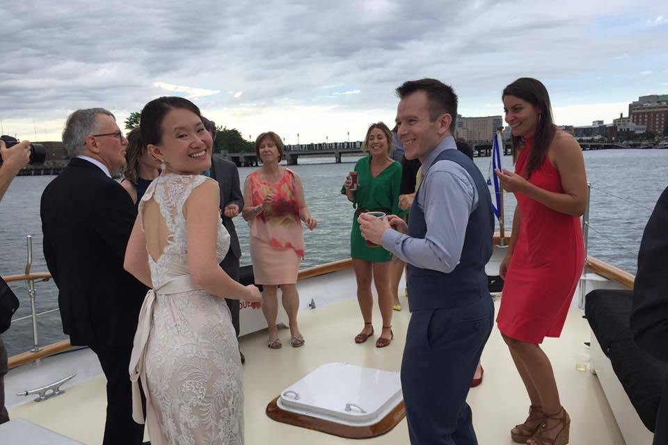 Wendi and Ryan dancing away on the Timeless in Boston Harbor