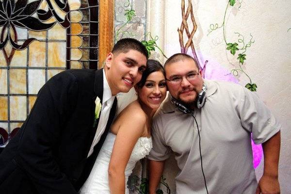 Wedding couple with their DJ