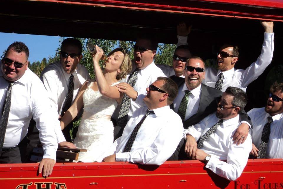 In the Trolley Wedding party