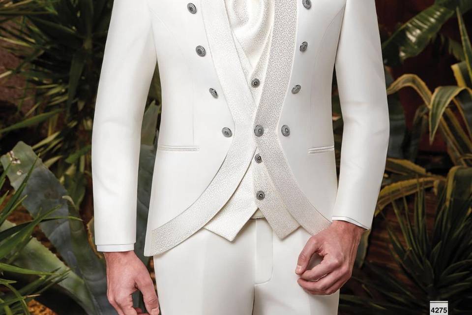 White Mandarin Collar Tuxedo