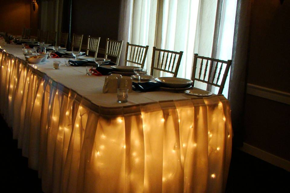 The grand ballroom head table