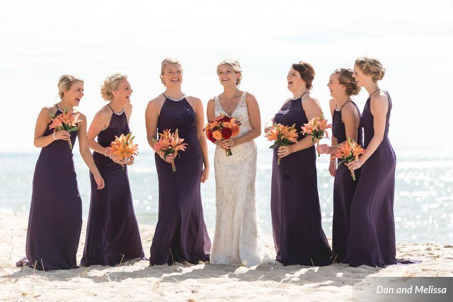 Purple and orange bouquets