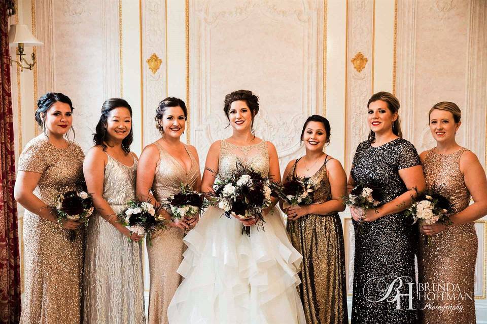 Bouquets in burgundy and ivory