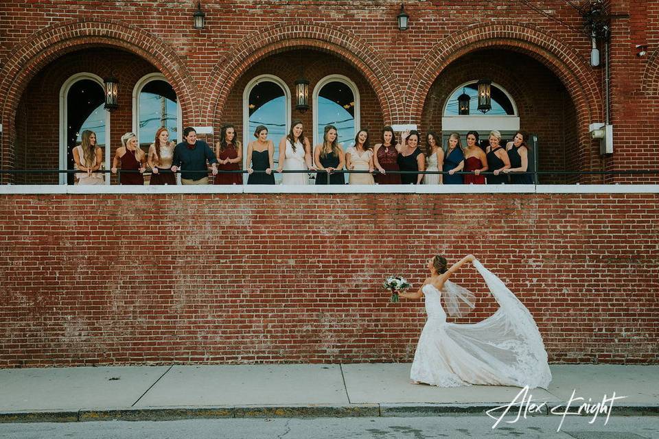 Bride and her bridesmaids