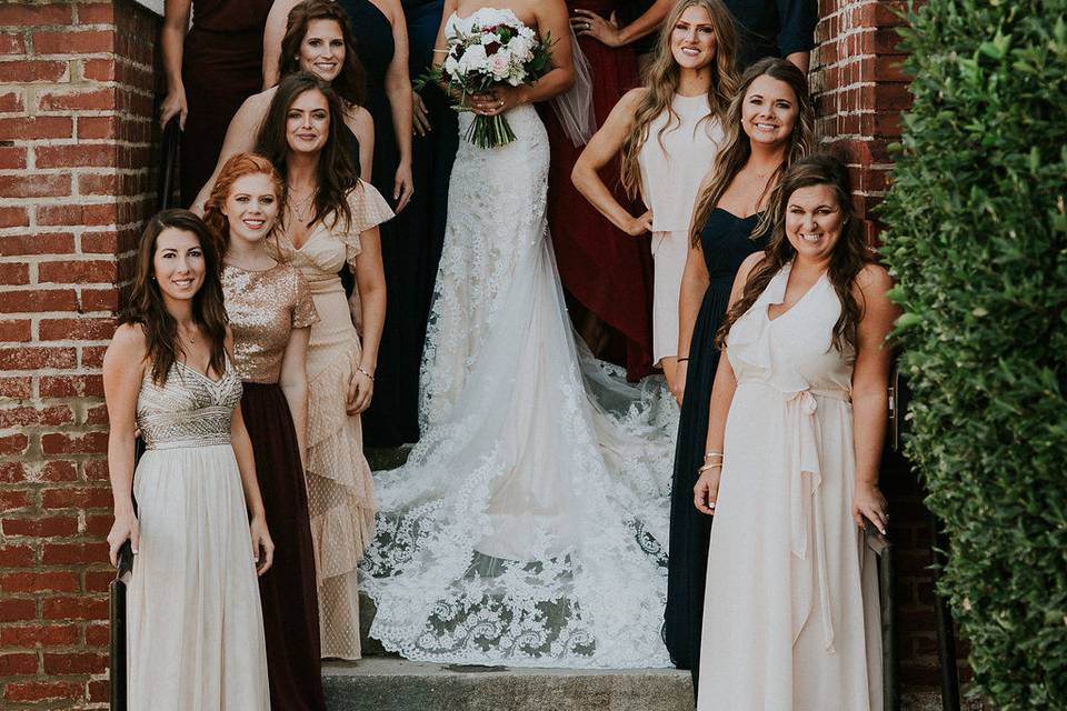 Bride and her bridesmaids