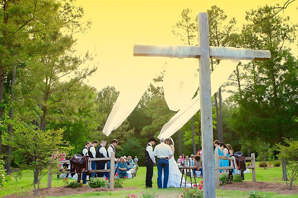 Large cross ceremony backdrop