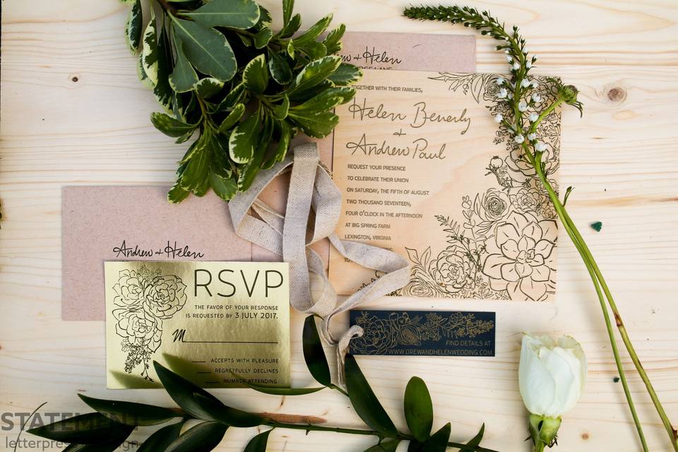 RSVP design with ribbon