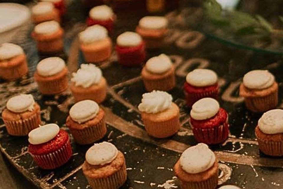 Classic miniature cupcakes.