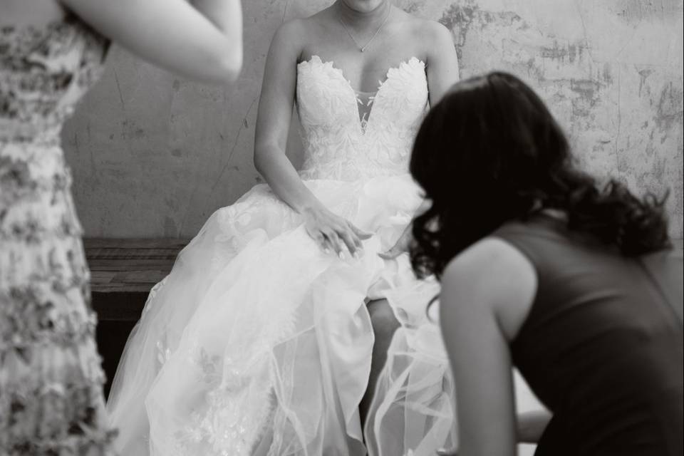 Bride getting ready