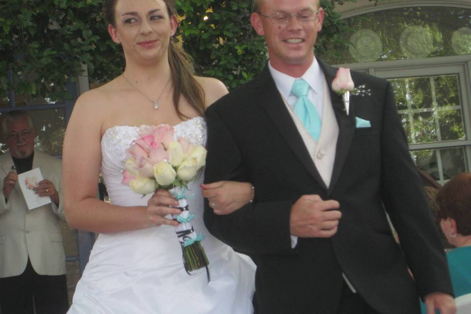 Holding hands during ceremony