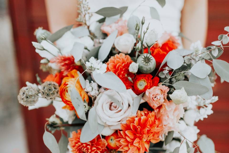 Coral and sage Bouquet