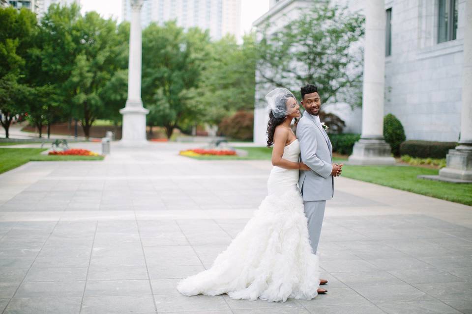 A vintage inspired wedding portrait at the Peachtree Club