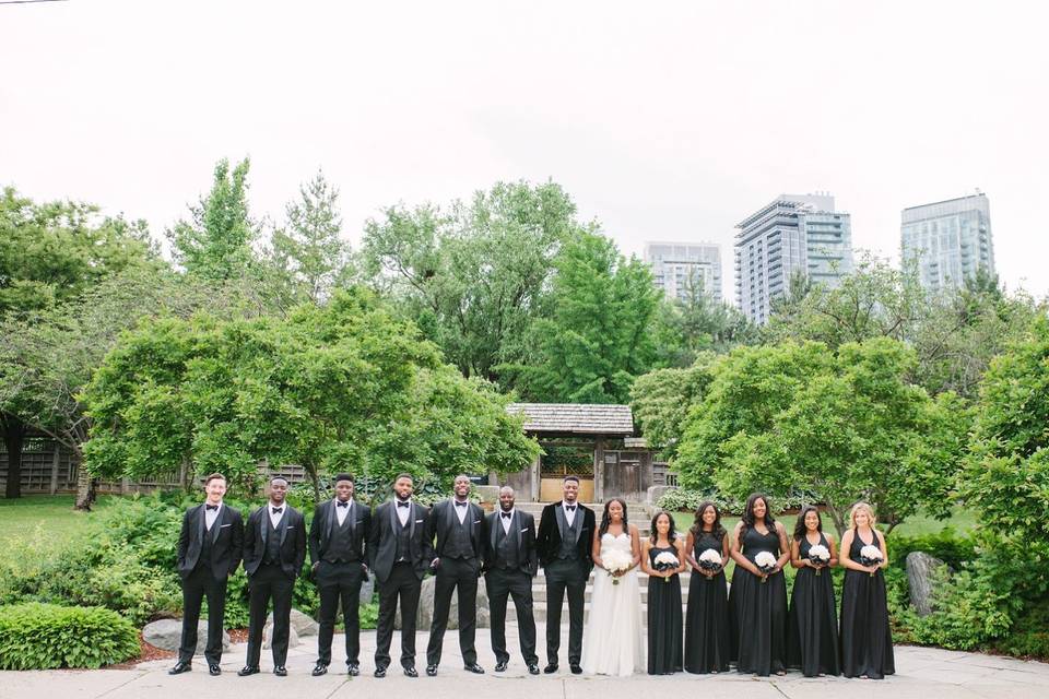 All black bridal party photos