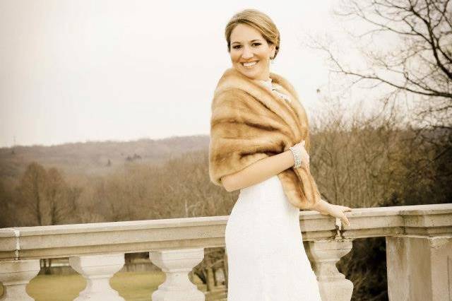 Bride by the balcony