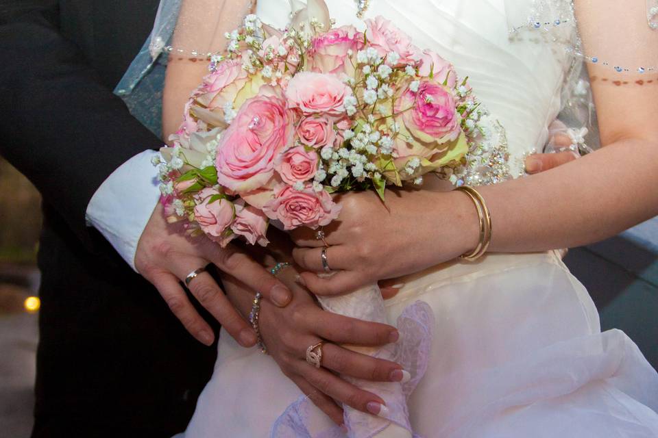 The bride holding her bouquet